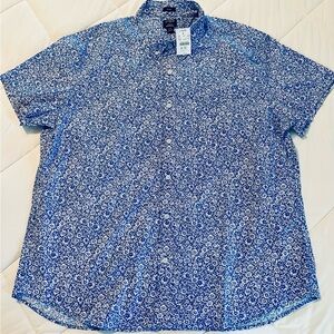 NEW w/tags! J Crew Floral Blue and White Mens Shirt XXL